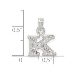 Sterling Silver CZ Letter K Initial Pendant - 2