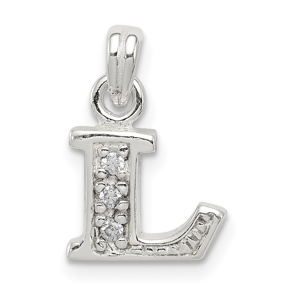 Sterling Silver CZ Letter L Initial Pendant - 2