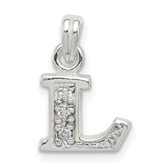 Sterling Silver CZ Letter L Initial Pendant - 2