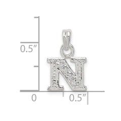 Sterling Silver CZ Letter N Initial Pendant - 2