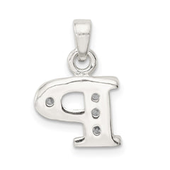 Sterling Silver CZ Letter P Initial Pendant - 2