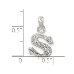 Sterling Silver CZ Letter S Initial Pendant - 2
