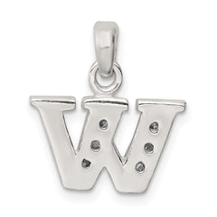 Sterling Silver CZ Letter W Initial Pendant - 2