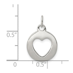 Sterling Silver Polished Circle with Punch Out Heart Charm
