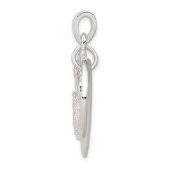 Sterling Silver Polished Dolphin & Waves Mother of Pearl Pendant