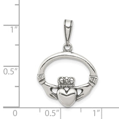 Sterling Silver Antiqued Claddagh Pendant - 3