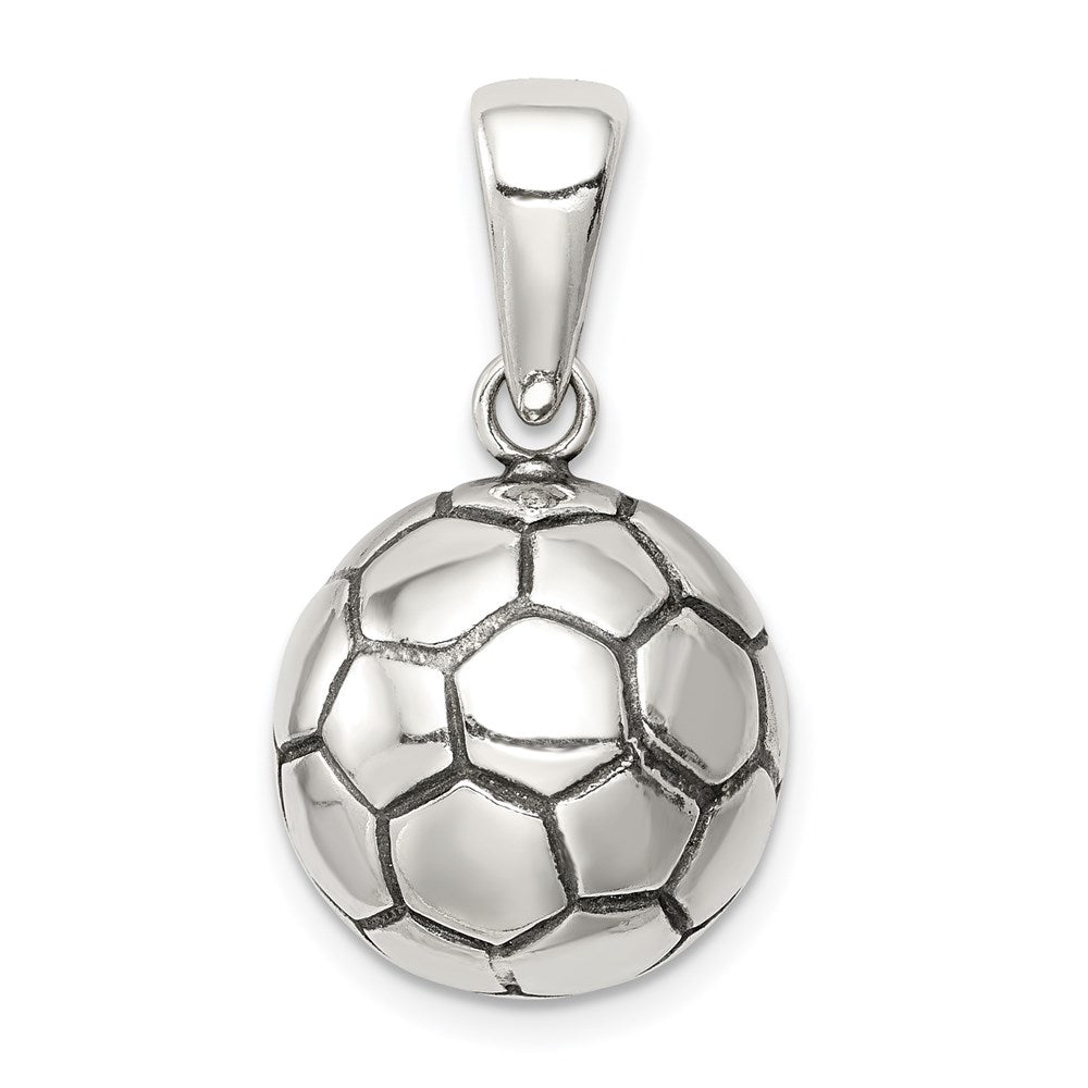 Sterling Silver Antiqued Soccer Ball Pendant - 2