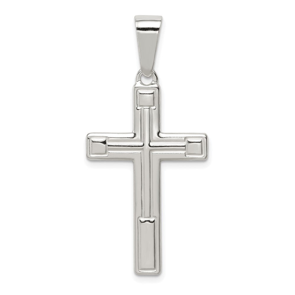 Sterling Silver Polished Cross Pendant - 18