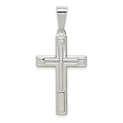Sterling Silver Polished Cross Pendant - 18