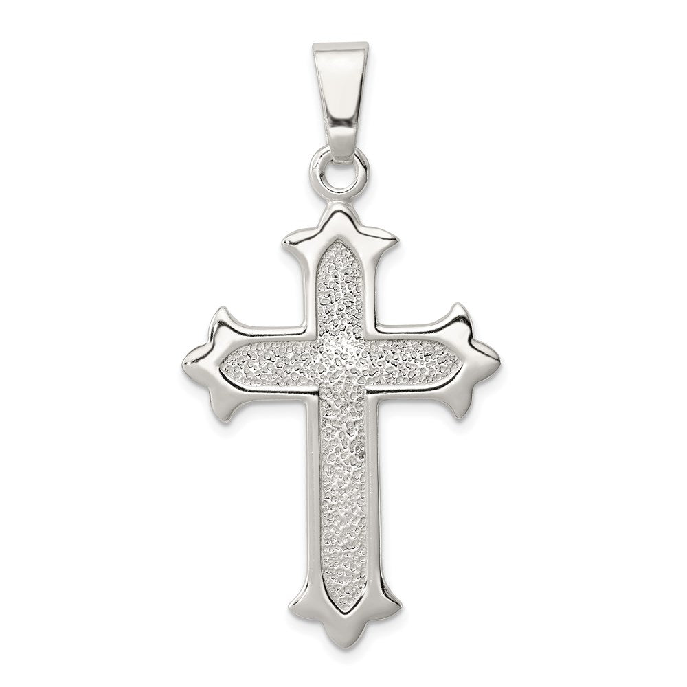 Sterling Silver Polished and Textured Cross Pendant - 3