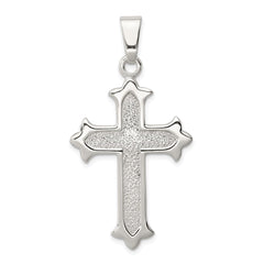 Sterling Silver Polished and Textured Cross Pendant - 3