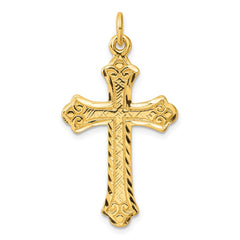 Sterling Silver Gold-tone Polished and D/C  Cross Pendant