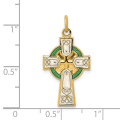 Sterling Silver Platinum-plated Polished/Gold-plated Epoxy Cross Pendant