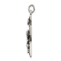 Sterling Silver Antiqued Satin Irish Crucifix Cross Pendant - 2