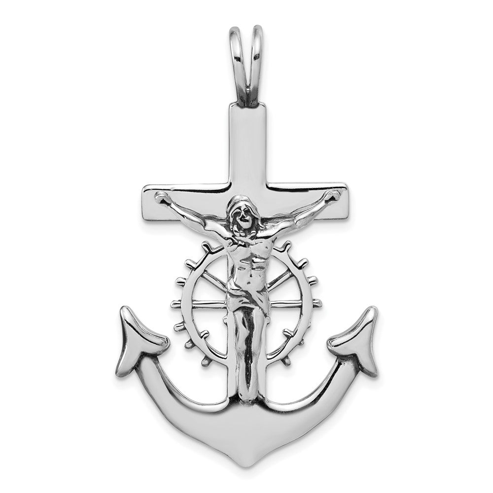 Sterling Silver Antiqued Mariner Crucifix Charm - 2