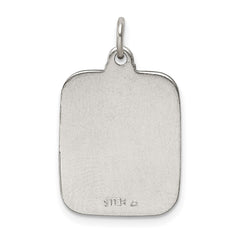 Sterling Silver Blue Enamel Square St. Christopher Medal Pendant