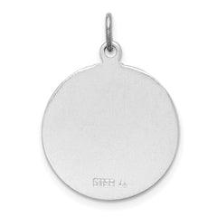 Sterling Silver Platinum-plated Brushed Confirmation Medal Pendant