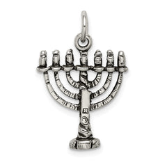 Sterling Silver Antiqued Menorah Charm - 2