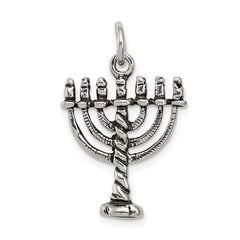 Sterling Silver Antiqued Menorah Charm - 2