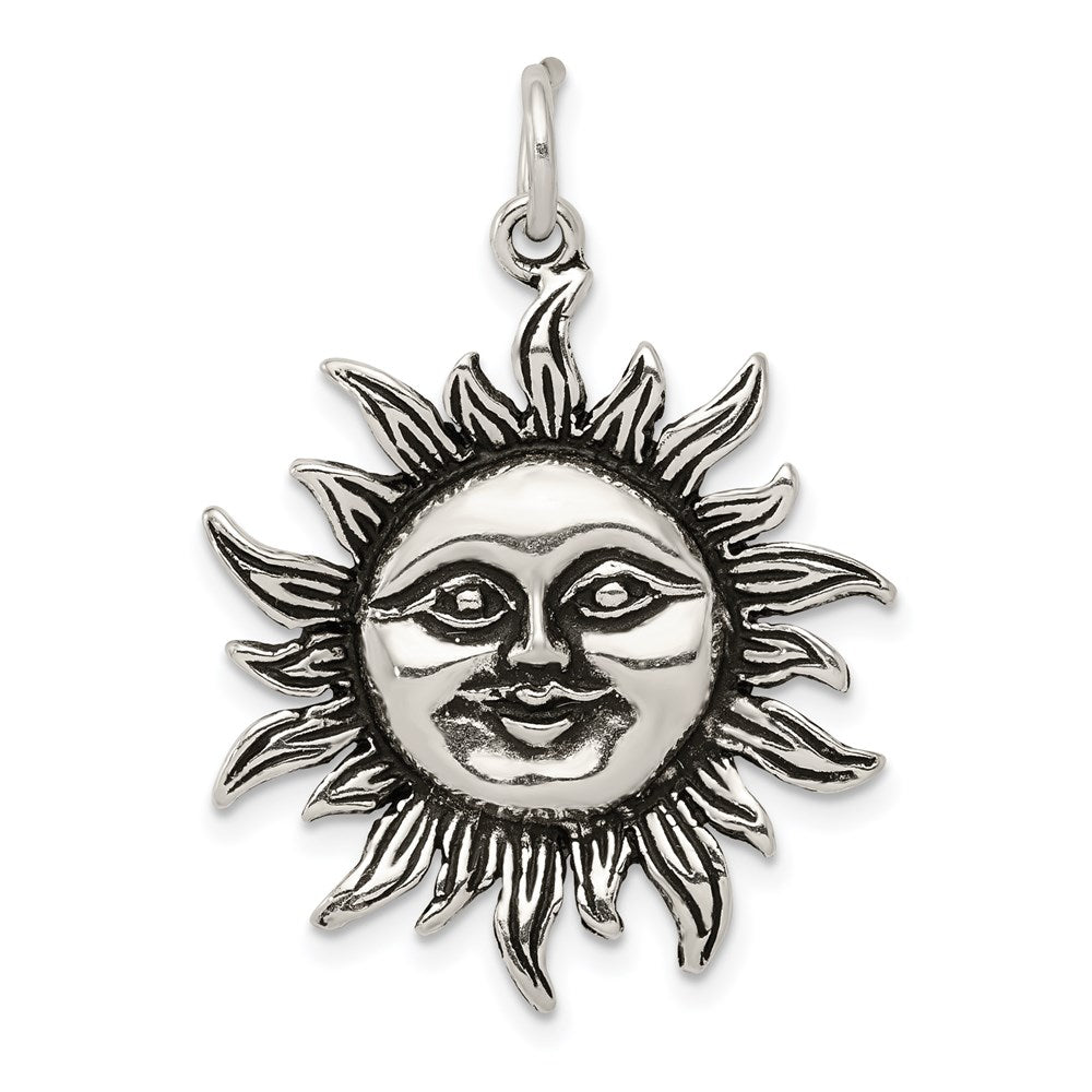 Sterling Silver Antiqued Sun Charm - 3