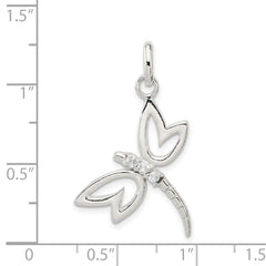 Sterling Silver With CZ Dragonfly Pendant