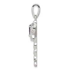Sterling Silver Rhod plated Creat. Opal Dragonfly Amethyst Pendant