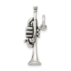 Sterling Silver Antiqued Trumpet Charm