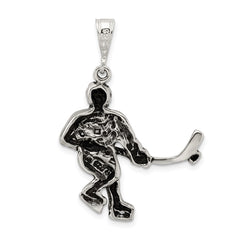 Sterling Silver Antiqued Hockey Player Charm - 3