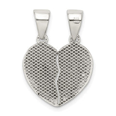 Sterling Silver Antiqued Te Amo Break Apart Heart Pendant