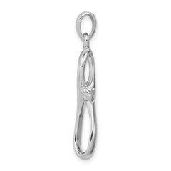 Sterling Silver Rhodium-plated Polished Cross Pendant - 4