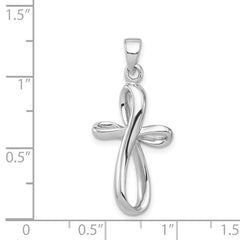 Sterling Silver Rhodium-plated Polished Cross Pendant - 4