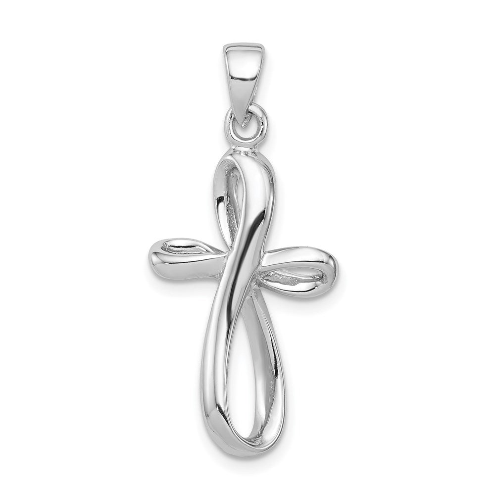 Sterling Silver Rhodium-plated Polished Cross Pendant - 4