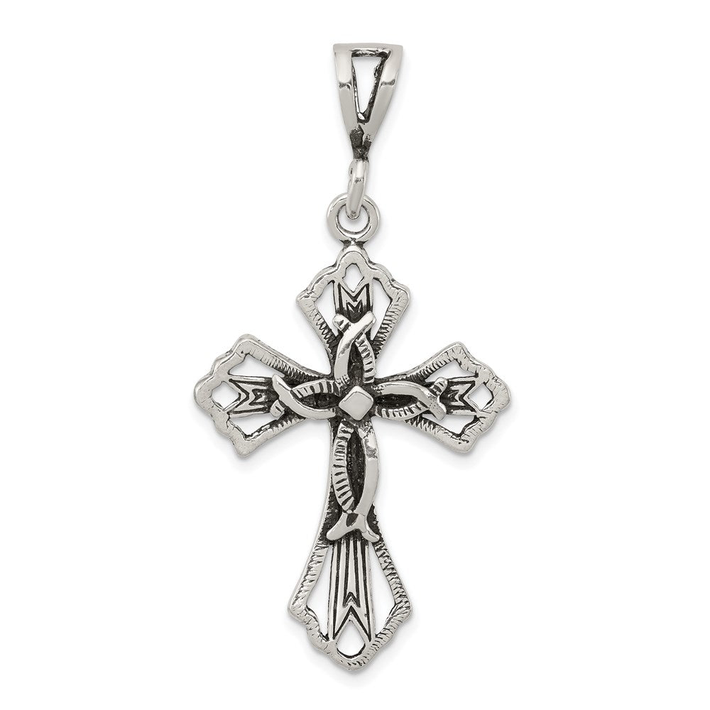 Sterling Silver Antiqued Cross Pendant - 20