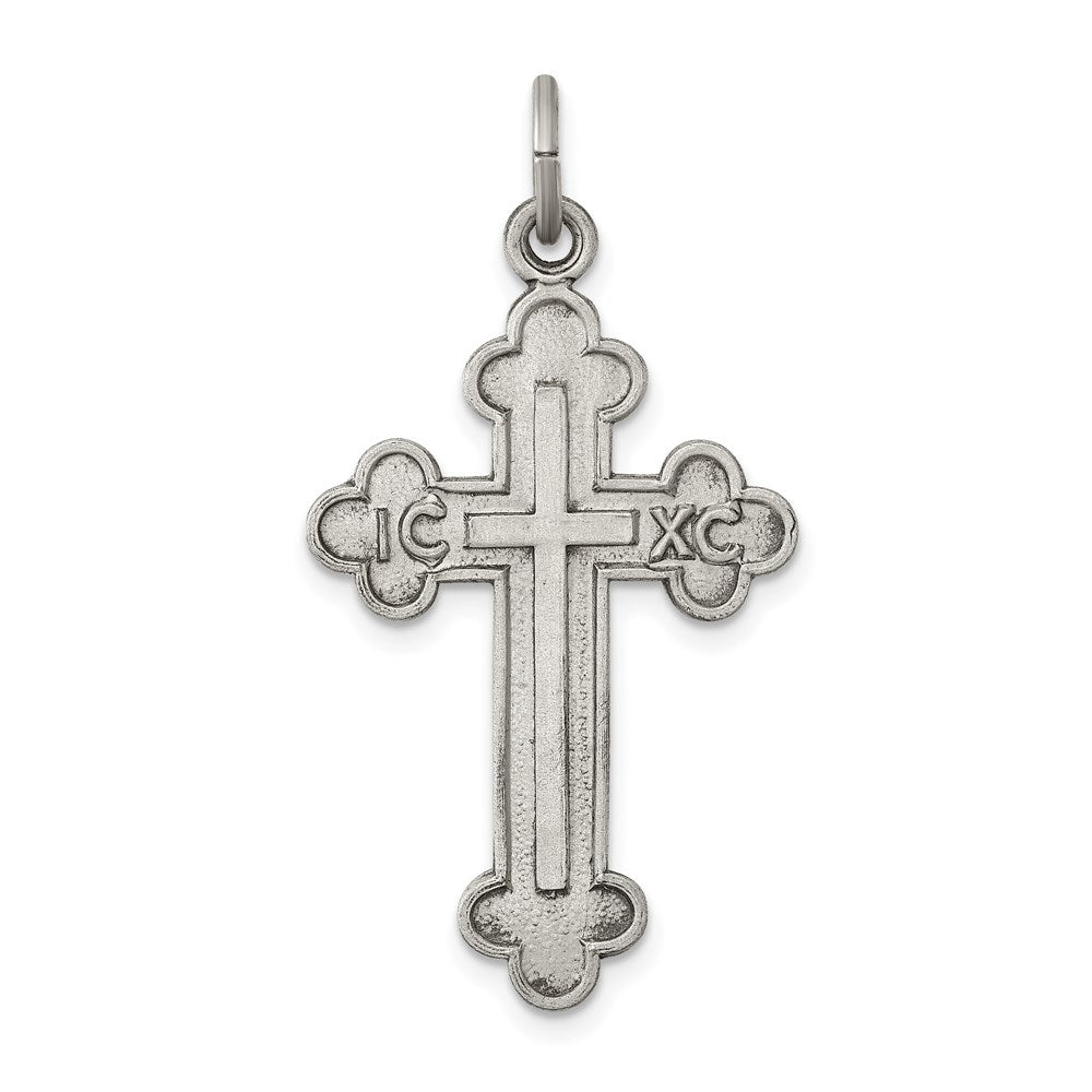 Sterling Silver Antiqued, Textured and Brushed Latin Cross Pendant - 2
