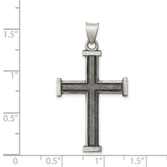 Sterling Silver Antiqued, Polished and Brushed Latin Cross Pendant - 4