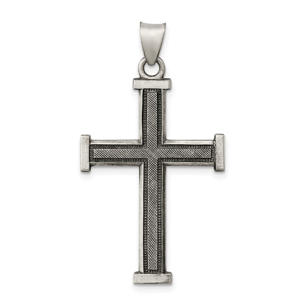 Sterling Silver Antiqued, Polished and Brushed Latin Cross Pendant - 4