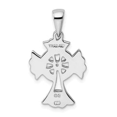 Sterling Silver Rhodium-plated Polished Celtic Cross Pendant - 2
