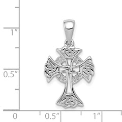 Sterling Silver Rhodium-plated Polished Celtic Cross Pendant - 2