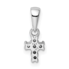 Sterling Silver Rhodium-plated Polished CZ Cross Pendant - 2