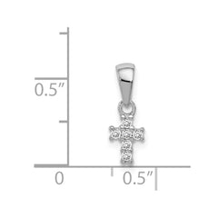 Sterling Silver Rhodium-plated Polished CZ Cross Pendant - 2