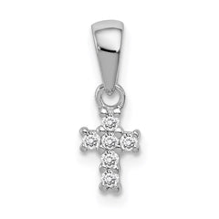 Sterling Silver Rhodium-plated Polished CZ Cross Pendant - 2