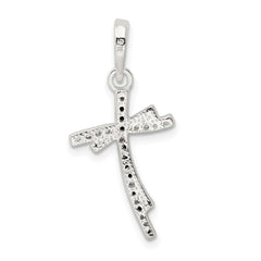 Sterling Silver Polished CZ Cross Pendant - 4