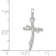Sterling Silver Polished CZ Cross Pendant - 4