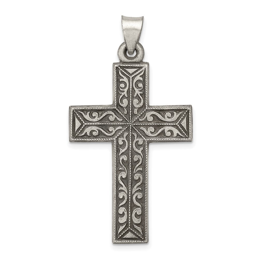 Sterling Silver Antiqued, Polished and Brushed Latin Cross Pendant - 2