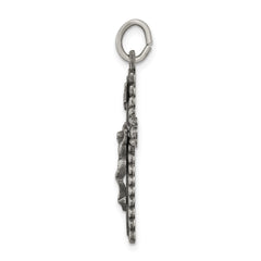 Sterling Silver Antiqued and Brushed INRI Crucifix Pendant - 2
