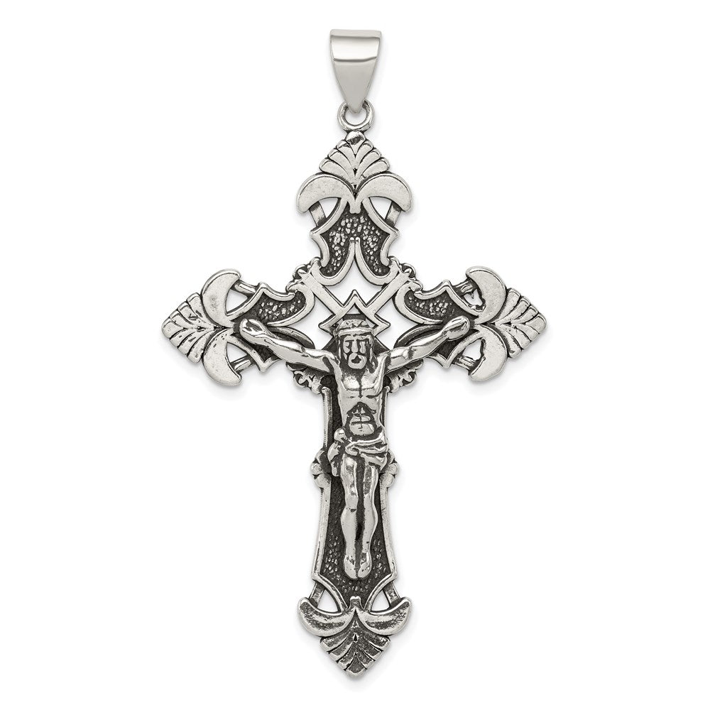 Sterling Silver Antiqued Crucifix Pendant - 7