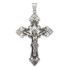 Sterling Silver Antiqued Crucifix Pendant - 7