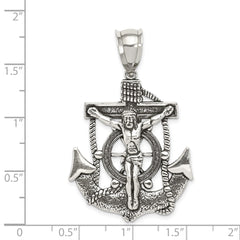 Sterling Silver Antiqued Crucifix Pendant - 3