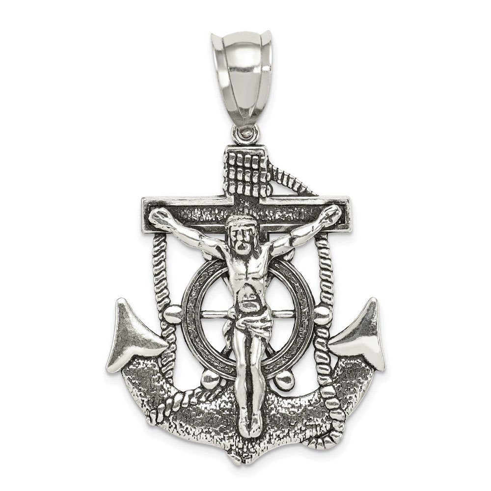 Sterling Silver Antiqued Crucifix Pendant - 3