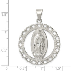 Sterling Silver Polished Religious Ruffled Circle Pendant